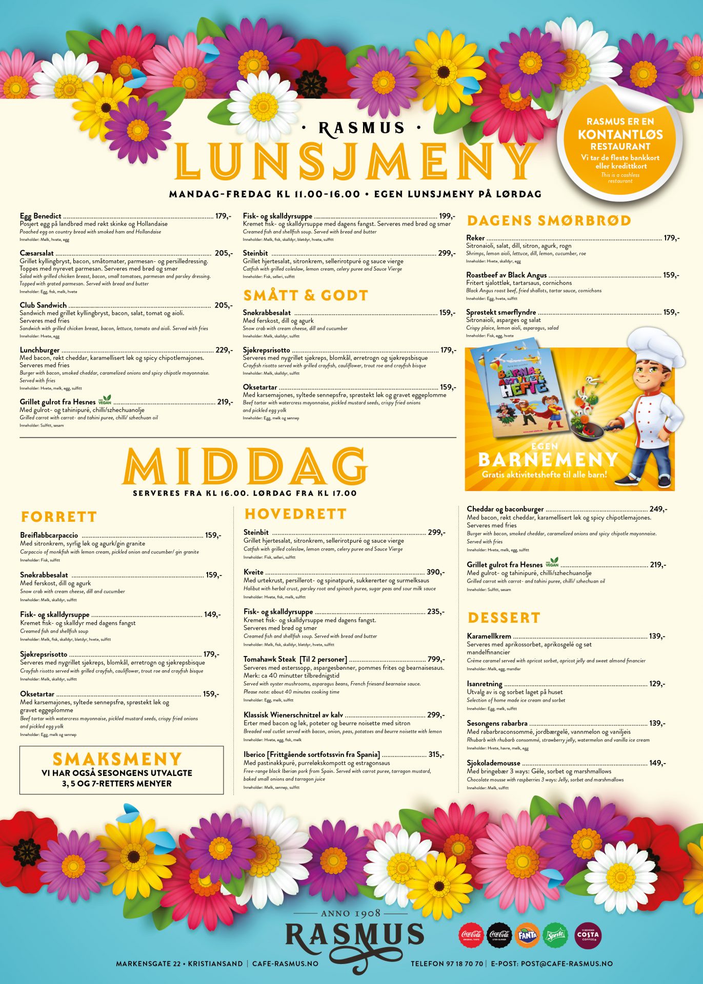 Rasmus Restaurant Kristiansand Afternoon Tea hver lørdag.